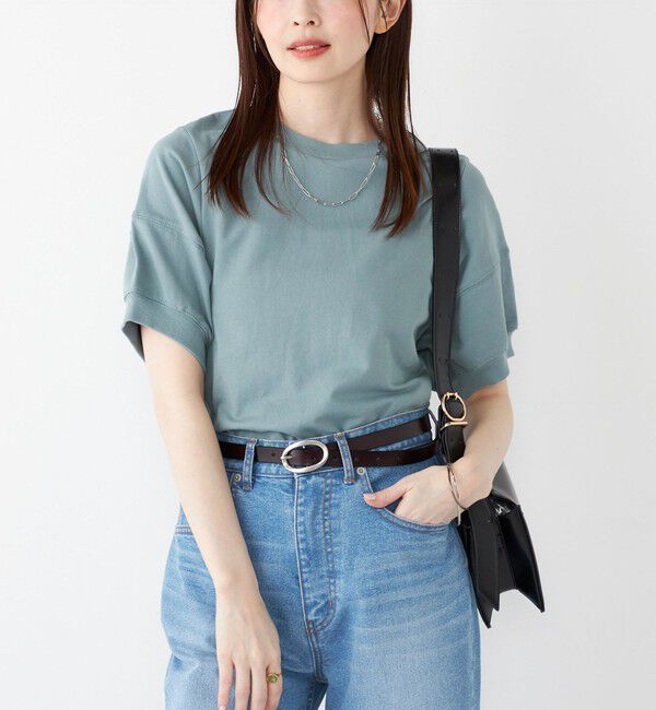 SHIPS Colors 「SHIPS Colors:〈洗濯機可能〉ミニ裏毛 デザインスリーブ トップス」|Tシャツ・カットソー|ライトグリーン