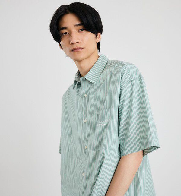 SHIPS「City Ambient Products: レギュラーカラー ブロード オーバー シャツ (半袖)」|シャツ・ブラウス|グリーン