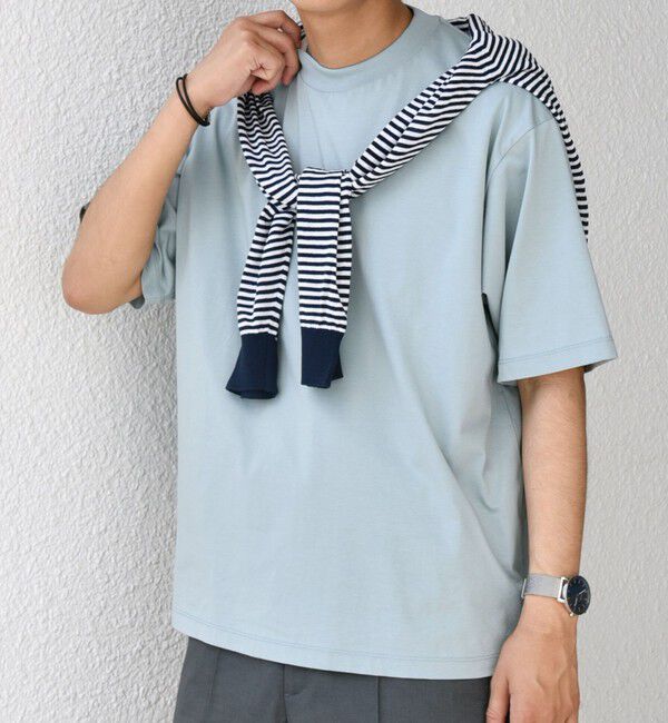 SHIPS any「SHIPS any: JAPAN MADE ハイゲージ コットン リラックス リブネック Tシャツ◇」|Tシャツ・カットソー|ライトブルー