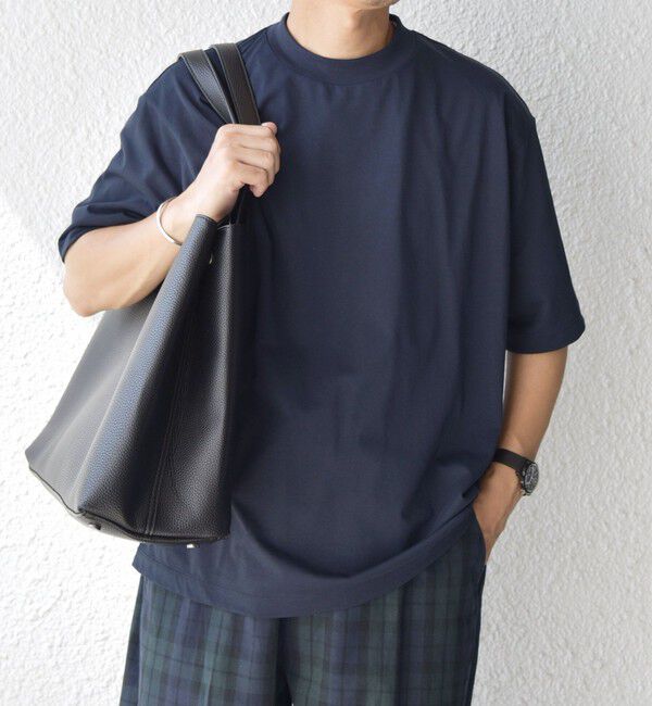 SHIPS any「SHIPS any: JAPAN MADE ハイゲージ コットン リラックス リブネック Tシャツ◇」|Tシャツ・カットソー|ネイビー