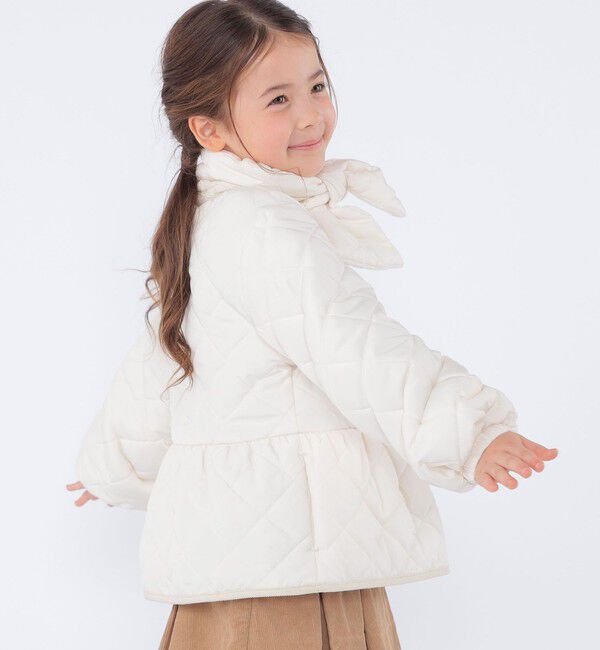 SHIPS KIDS「SHIPS KIDS:100～130cm /〈洗濯機可能〉 キルト ペプラム ジャケット」|ノーカラーコート|