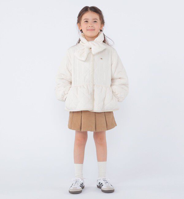 SHIPS KIDS「SHIPS KIDS:100～130cm /〈洗濯機可能〉 キルト ペプラム ジャケット」|ノーカラーコート|