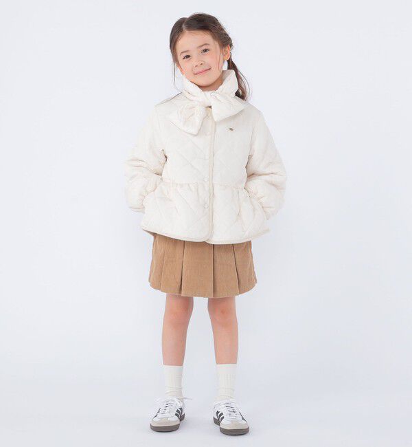 SHIPS KIDS「SHIPS KIDS:100～130cm /〈洗濯機可能〉 キルト ペプラム ジャケット」|ノーカラーコート|