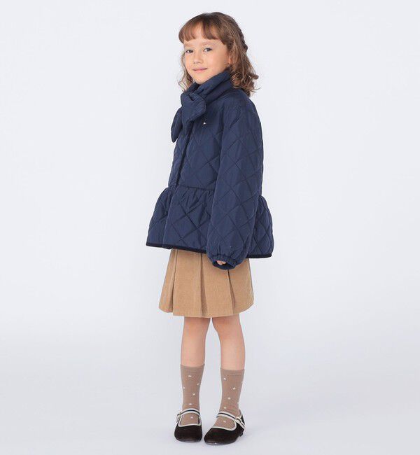 SHIPS KIDS「SHIPS KIDS:100～130cm /〈洗濯機可能〉 キルト ペプラム ジャケット」|ノーカラーコート|