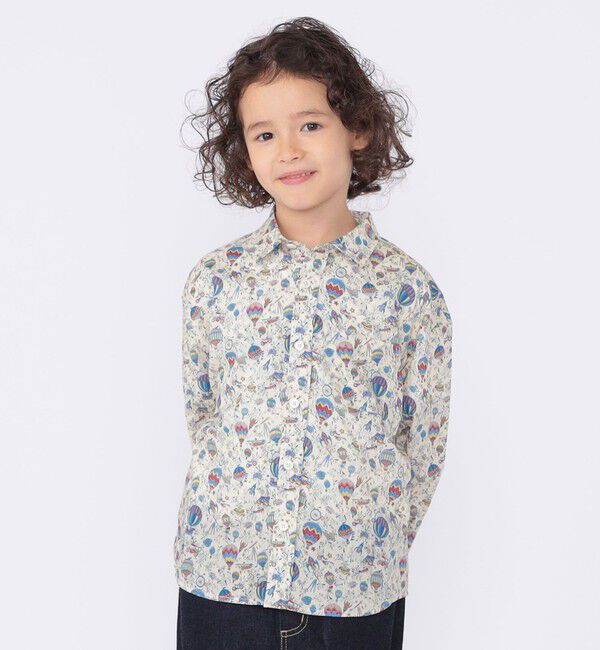 SHIPS KIDS「SHIPS KIDS:100～130cm / リバティ プリント 長袖 シャツ」|シャツ・ブラウス|ブルー系