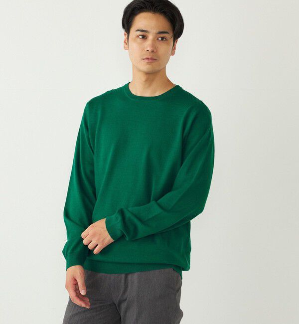 SHIPS Colors 「SHIPS Colors:〈手洗い可能〉アンチピリング 12ゲージ クルーネック ニット」|ニット・セーター|グリーン