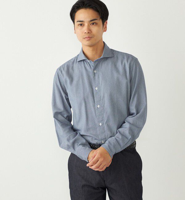 SHIPS Colors 「SHIPS Colors:コットン フランネル 小紋柄 プリント ワイドカラー シャツ」|シャツ・ブラウス|