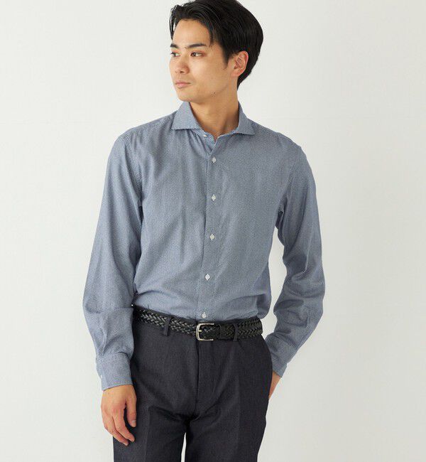 SHIPS Colors 「SHIPS Colors:コットン フランネル 小紋柄 プリント ワイドカラー シャツ」|シャツ・ブラウス|