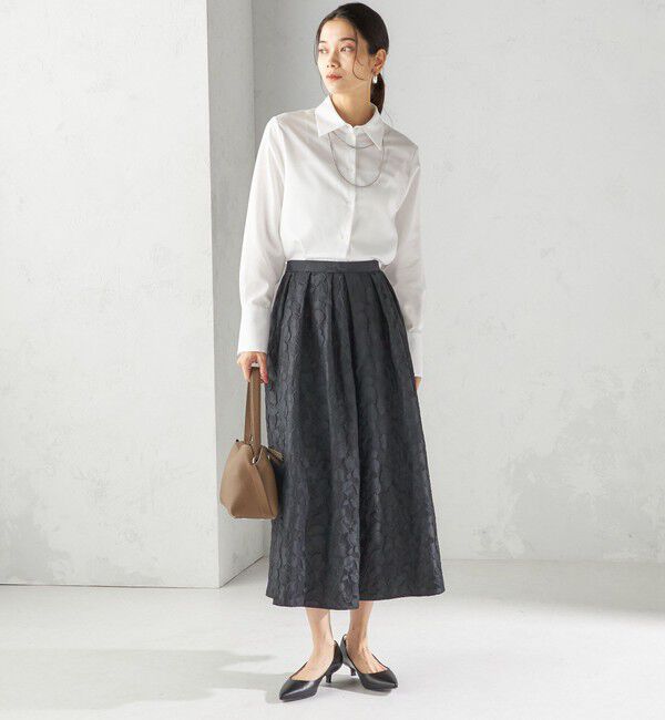 SHIPS for women「〈手洗い可能〉膨れ ジャカード タック フレア スカート」|スカート|