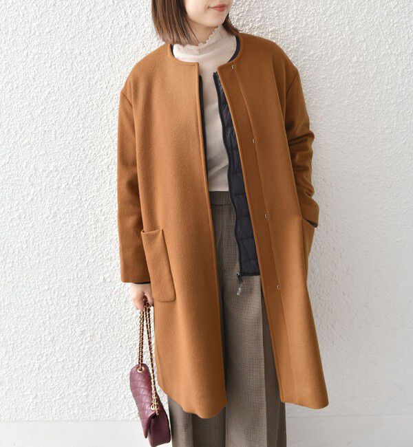 SHIPS Colors 「SHIPS Colors:SUPER100 ウール ノーカラー コート◇」|ノーカラーコート|