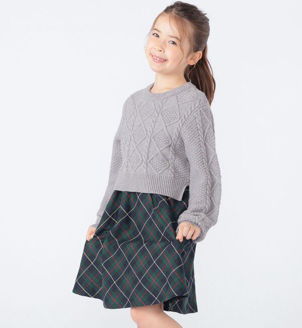 SHIPS KIDS「SHIPS KIDS:100～130cm /〈洗濯機可能〉ケーブルニット ドッキング ワンピース」|ワンピース|