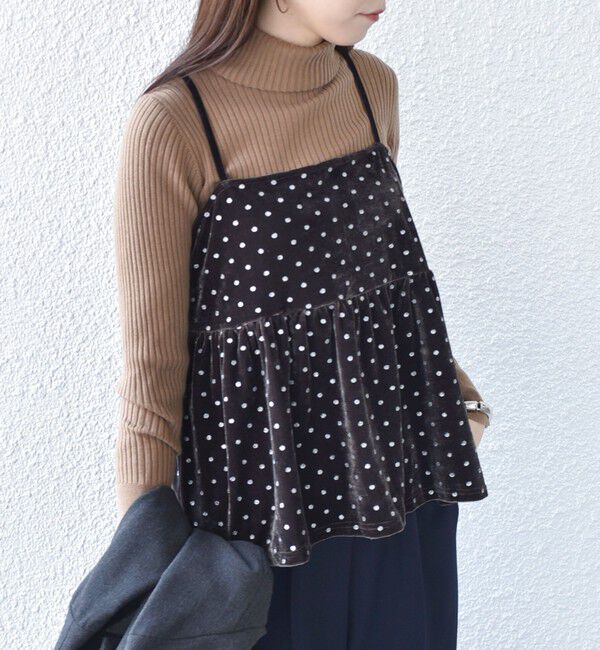 SHIPS Colors 「SHIPS Colors:〈手洗い可能〉グリッタープリント ポリエステルベロア キャミソール」|その他|ブラウン