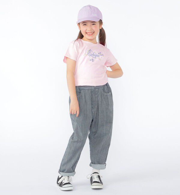 SHIPS KIDS「SHIPS KIDS:100～130cm / ガーリー エンブロイダリー ロゴ Tシャツ」|Tシャツ・カットソー|
