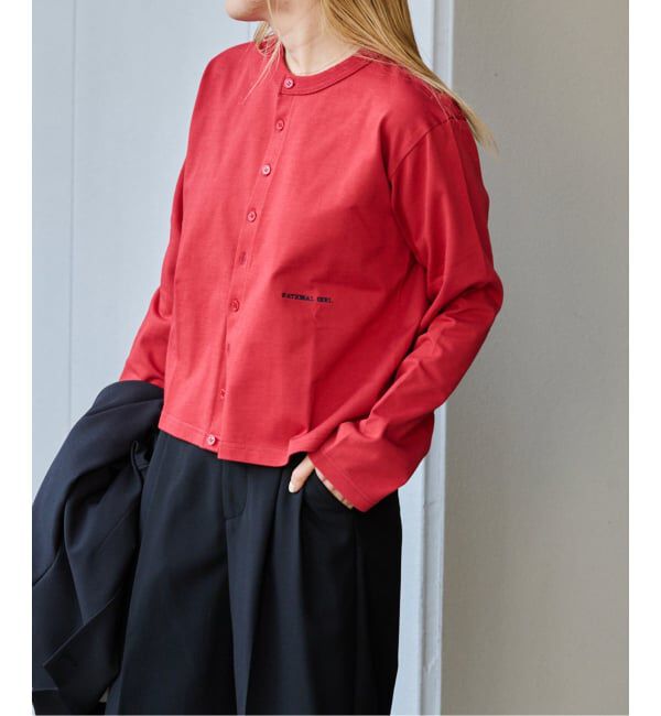 OUTDOOR PRODUCTS Usual Things「≪予約≫ロゴ刺繍コットンクルーネックカーディガン」|カーディガン|