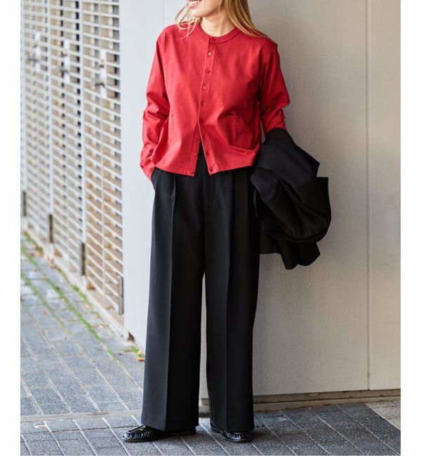 OUTDOOR PRODUCTS Usual Things「≪予約≫ロゴ刺繍コットンクルーネックカーディガン」|カーディガン|