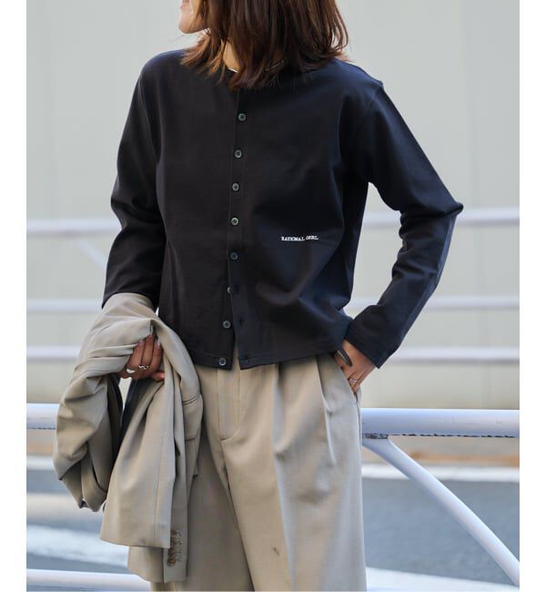 OUTDOOR PRODUCTS Usual Things「≪予約≫ロゴ刺繍コットンクルーネックカーディガン」|カーディガン|