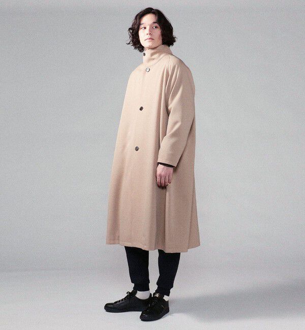 CABaN　ベージュ ステンカラーコート ロング丈　キュプラ　ウールギャバジン CABaN ステンカラーコート S ベージュ CABaN ステンカラーコート