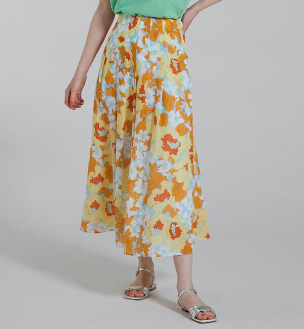 Ballsey「H.ムタビリスプリント タックプリーツロングスカート」|フレア|22 イエロー系