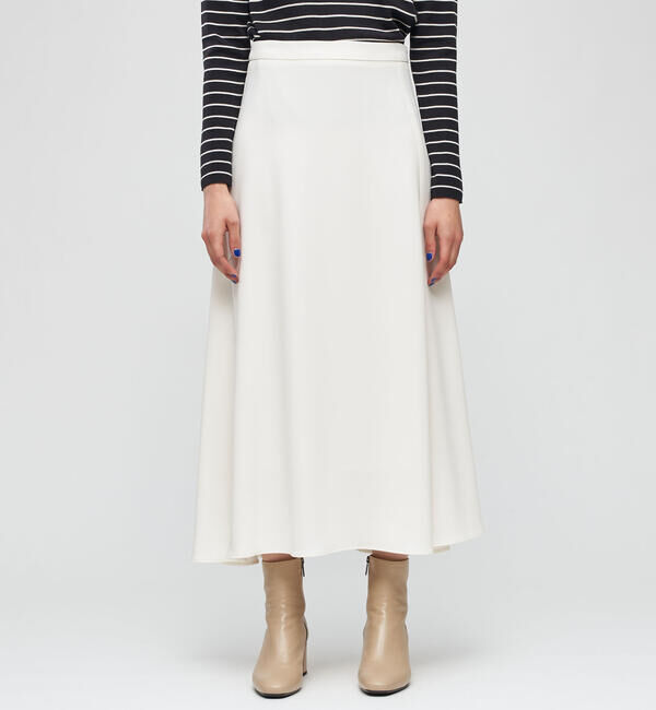 DES PRES「トリアセテートポリエステルダブルクロス フレアロングスカート」|フレア|