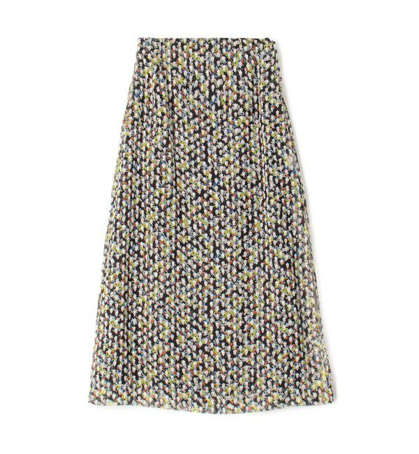 SOULEIADO「レーヨンポリエステルプリント　シースルーサテンスカート」|スカート|18 ブラック系