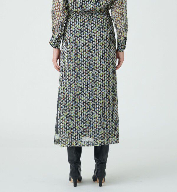 SOULEIADO「レーヨンポリエステルプリント　シースルーサテンスカート」|スカート|