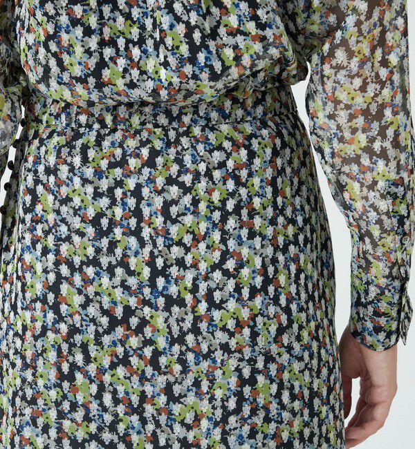 SOULEIADO「レーヨンポリエステルプリント　シースルーサテンスカート」|スカート|