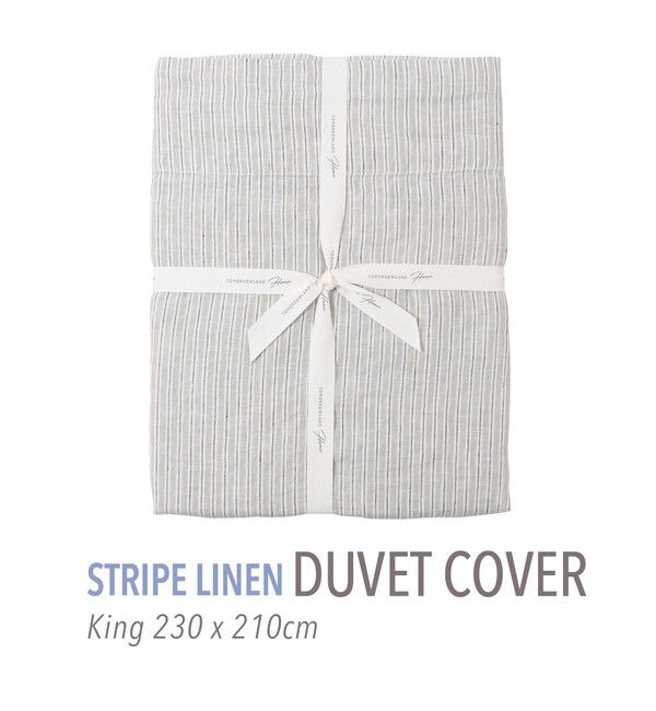 TOMORROWLAND HOME「ストライプリネン 掛布団カバー（キング）」|その他|14 グレー系