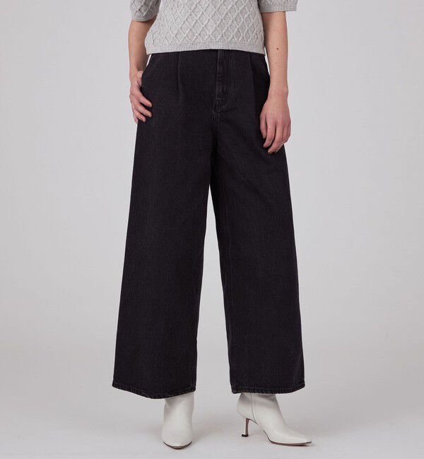 MACPHEE「コットンデニム タックワイドパンツ」|デニム|