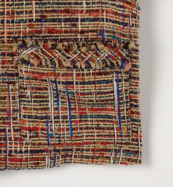 CABaN「マルチツイード フリンジショートジャケット」|ノーカラージャケット|