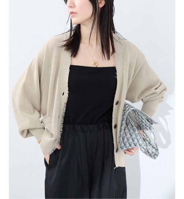 VERMEIL par iena「ペーパーテープヤーン カーデ」|カーディガン|ベージュ