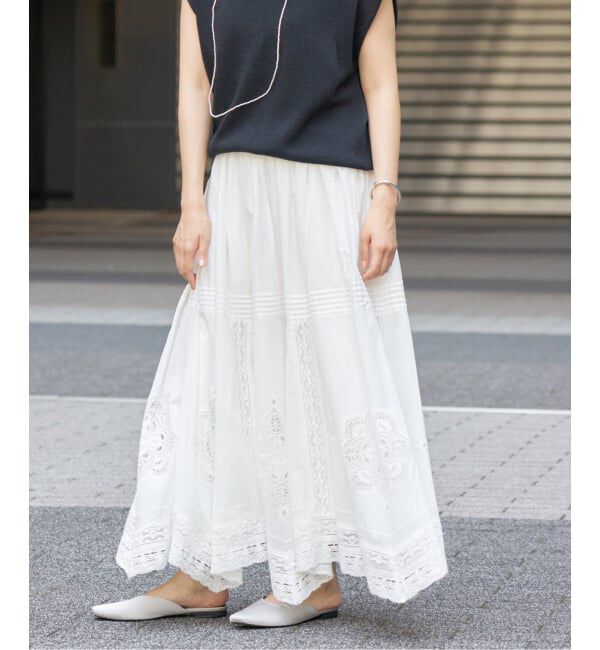 IENA「《WEB限定/追加2》コットンレーススカート」|スカート|