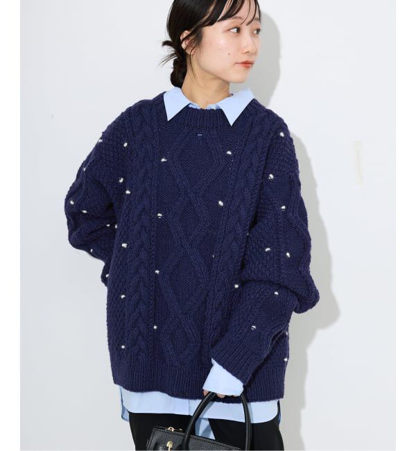 SLOBE IENA「embroideryハンドニット」|ニット・セーター|ネイビー