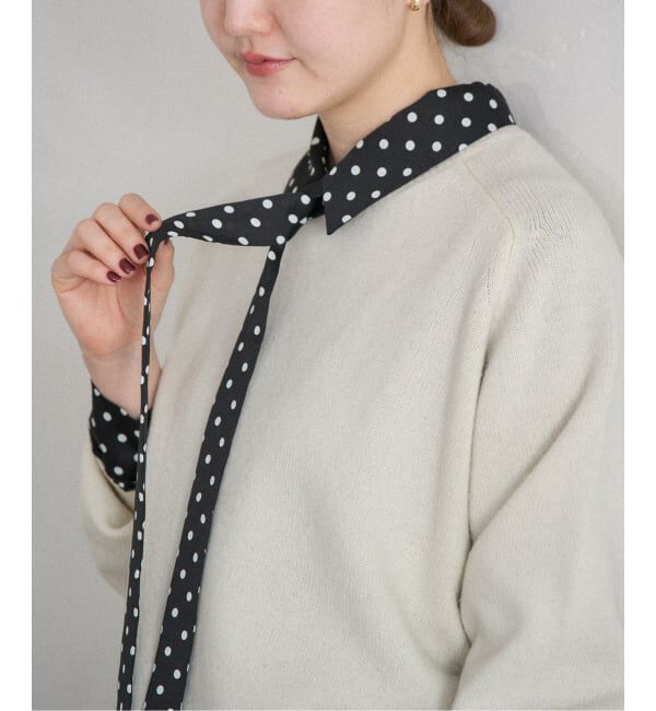 IENA「《WEB限定/追加4予約》サテンドットタイ付ブラウス」|シャツ・ブラウス|