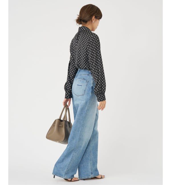 IENA「《WEB限定/追加4予約》サテンドットタイ付ブラウス」|シャツ・ブラウス|