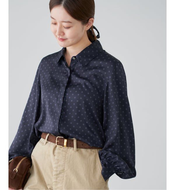 IENA「《WEB限定/追加4予約》サテンドットタイ付ブラウス」|シャツ・ブラウス|