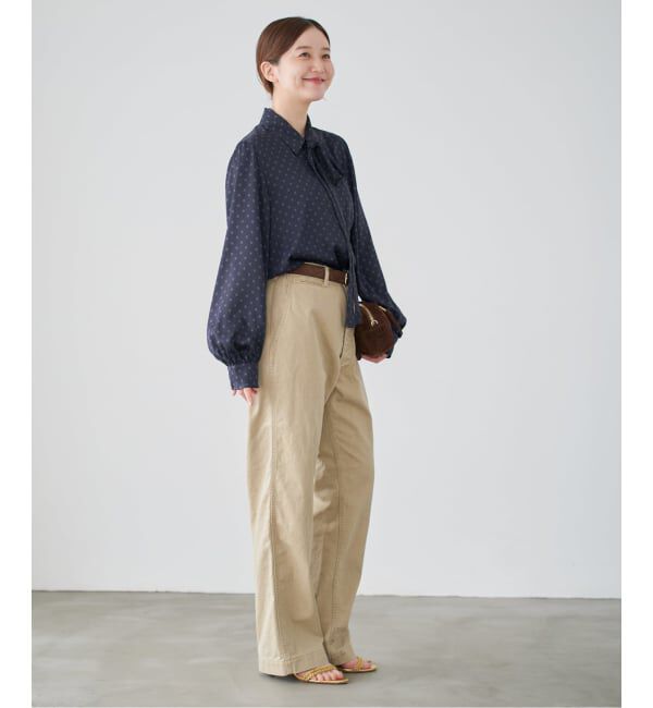IENA「《WEB限定/追加4予約》サテンドットタイ付ブラウス」|シャツ・ブラウス|