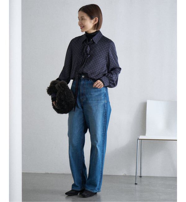 IENA「《WEB限定/追加4予約》サテンドットタイ付ブラウス」|シャツ・ブラウス|