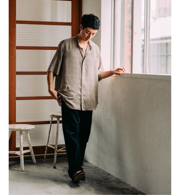 EDIFICE「《追加》パターンクレープ ショートスリーブ バンドカラーシャツ」|シャツ・ブラウス|