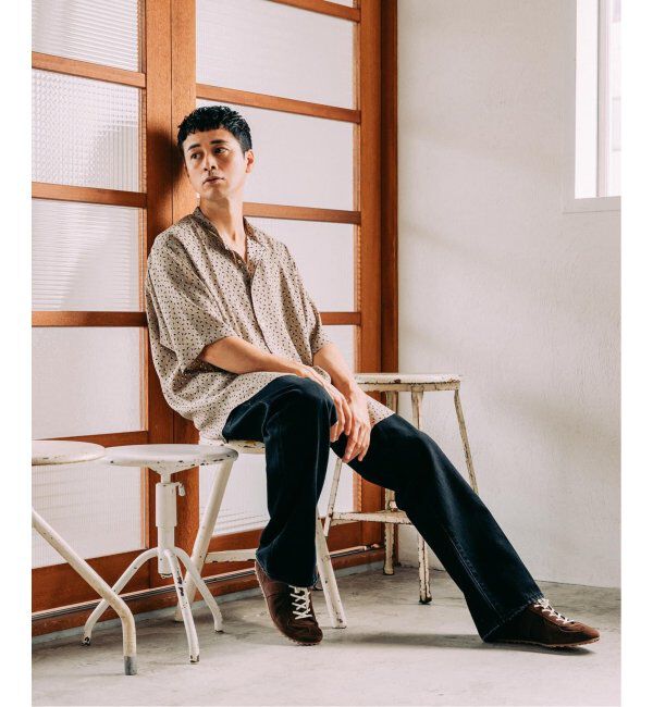 EDIFICE「《追加》パターンクレープ ショートスリーブ バンドカラーシャツ」|シャツ・ブラウス|