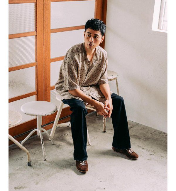 EDIFICE「《追加》パターンクレープ ショートスリーブ バンドカラーシャツ」|シャツ・ブラウス|