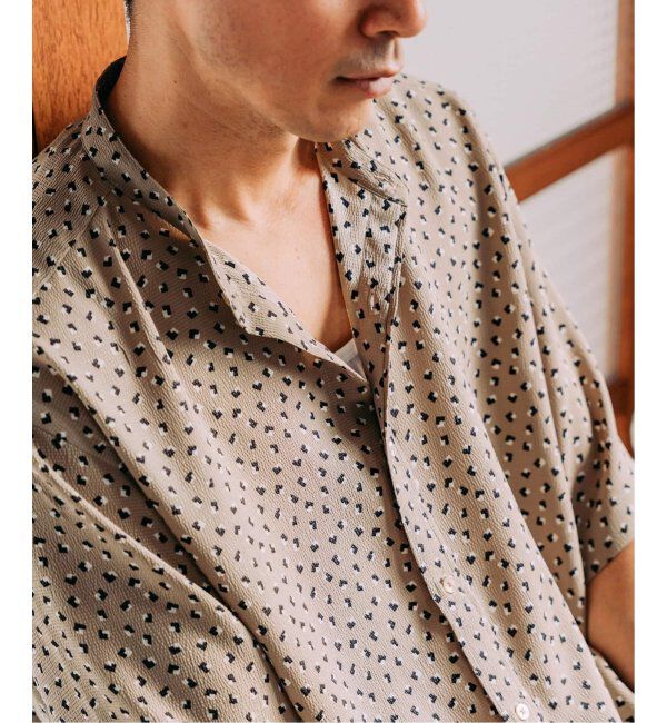 EDIFICE「《追加》パターンクレープ ショートスリーブ バンドカラーシャツ」|シャツ・ブラウス|