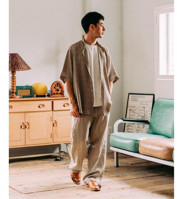 EDIFICE「《追加》パターンクレープ ショートスリーブ バンドカラーシャツ」|シャツ・ブラウス|