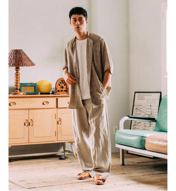 EDIFICE「《追加》パターンクレープ ショートスリーブ バンドカラーシャツ」|シャツ・ブラウス|