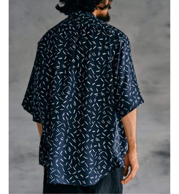 EDIFICE「《追加》パターンクレープ ショートスリーブ バンドカラーシャツ」|シャツ・ブラウス|
