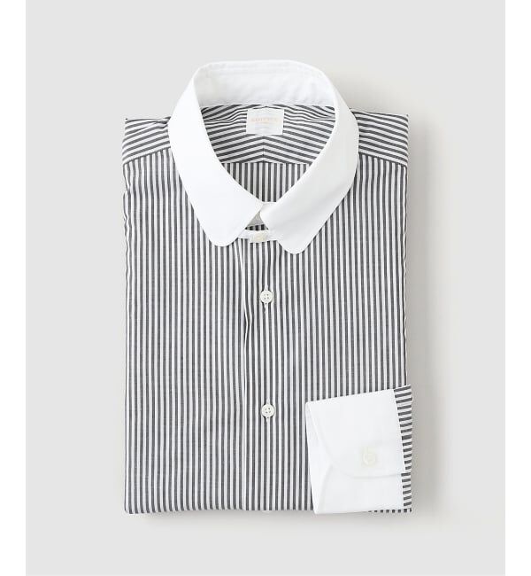 EDIFICE「D.SHORT ROUND TAB クレリック ストライプ」|シャツ・ブラウス|ブラック A