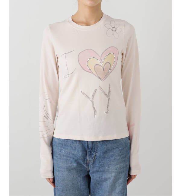 Oriens JOURNAL STANDARD「【OPEN YY / オープンワイワイ】 Knitted BEADED I LOVE YY TEE YY254TS002」|Tシャツ・カットソー|ホワイト