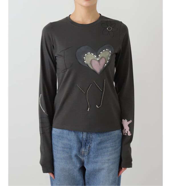 Oriens JOURNAL STANDARD「【OPEN YY / オープンワイワイ】 Knitted BEADED I LOVE YY TEE YY254TS002」|Tシャツ・カットソー|