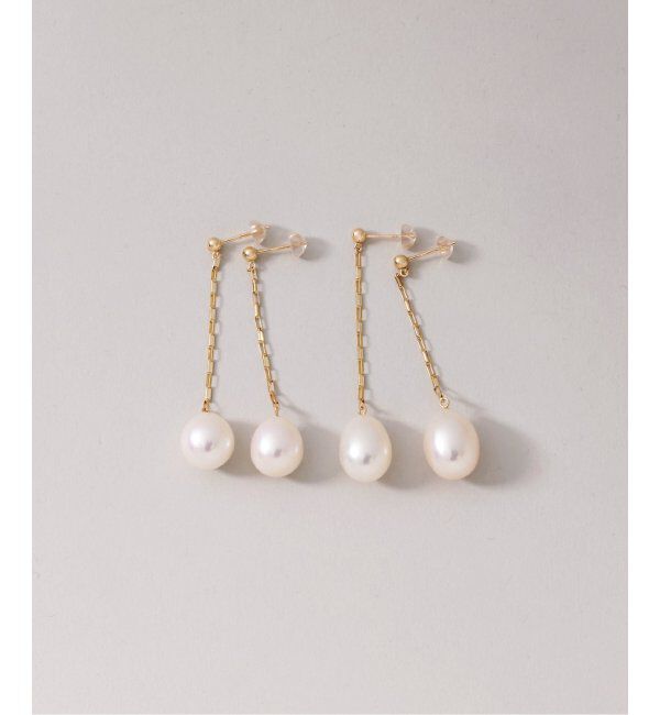 Lilas by Spick&Span「バロックパール10mmチェーンピアス K10（両耳）」|ピアス|