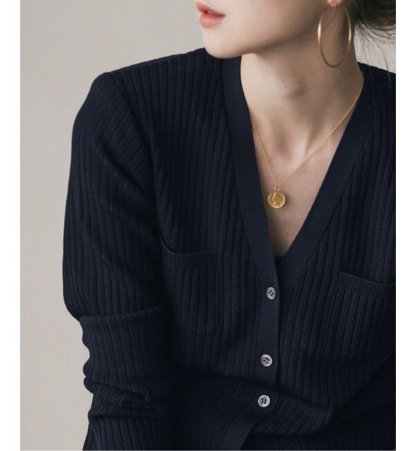 NOBLE「ナローワイドリブVカーディガン」|ニット・セーター|