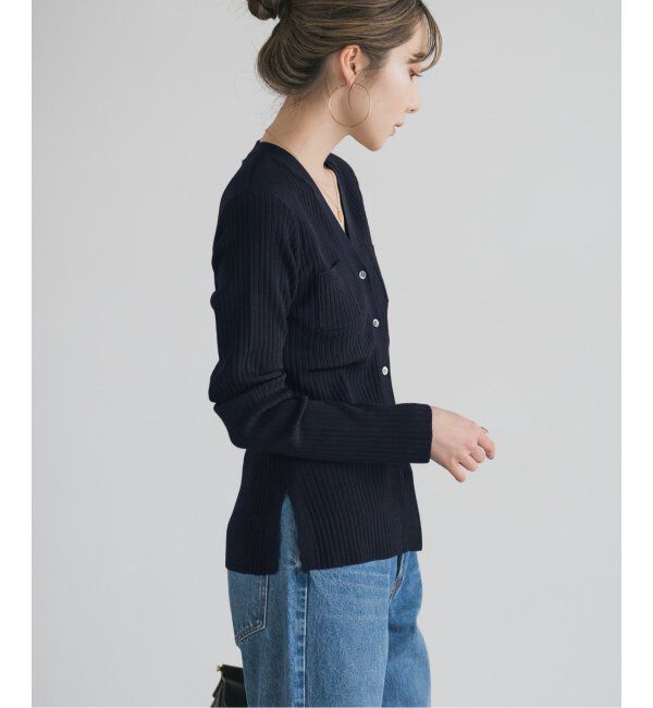 NOBLE「ナローワイドリブVカーディガン」|ニット・セーター|
